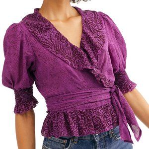 Free People Olivia Printed Wrap Top